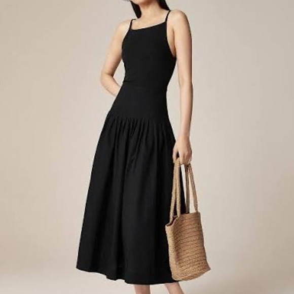 J. Crew Dresses & Skirts - J.Crew Pintuck Mixy Midi Dress Black Size Medium NWOT